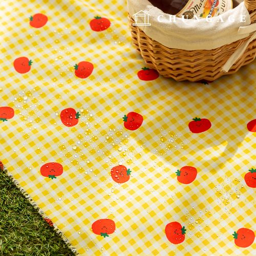 Waterproof Cloth DTP Waterproof Fabric Wide Width Fruit Pattern Check Fabric Tomato Pang W160