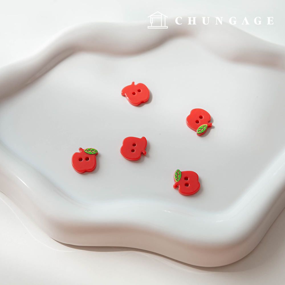 5-pack of plastic 2-hole apple buttons