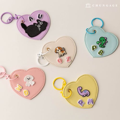 5 Types of Heart Leather Loop Keyring Wappen Patch Decorations