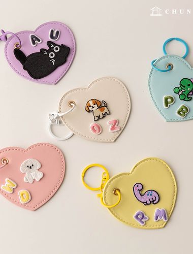 5 Types of Heart Leather Loop Keyring Wappen Patch Decorations
