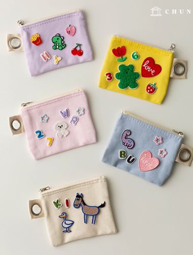 5 Types of Mini Square Plain Pouch Wappen Patch Decorations
