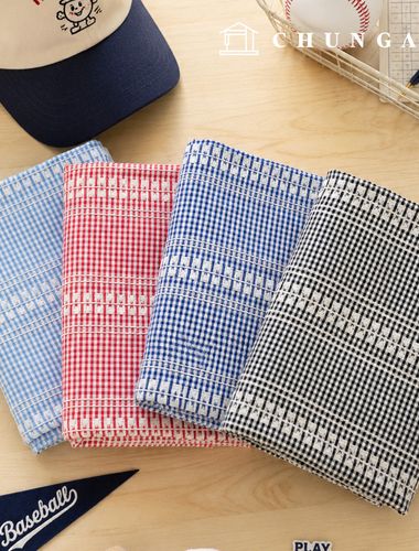 Cotton blend embroidered fabric poly baseball goods fabric check fabric wide width 4 types