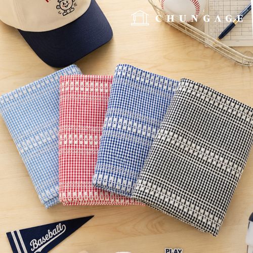 Cotton blend embroidered fabric poly baseball goods fabric check fabric wide width 4 types