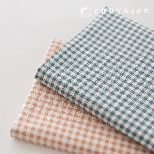 Cotton spandex simple 5mm check fabric, cotton spandex fabric, Marron check (2 types)