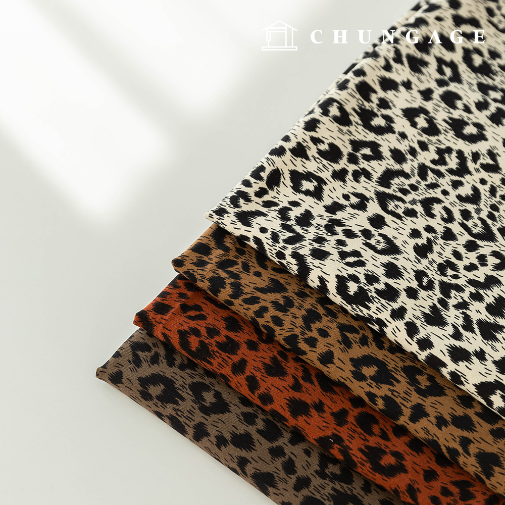 Cotton Span Napping Leopard Print Fabric Janère 4 Types