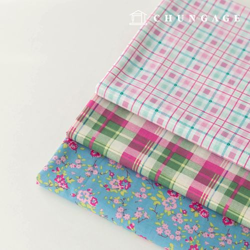 Cotton 60 Count Asa Small Flower Check Wide Width Fabric Theo 3-Piece Set