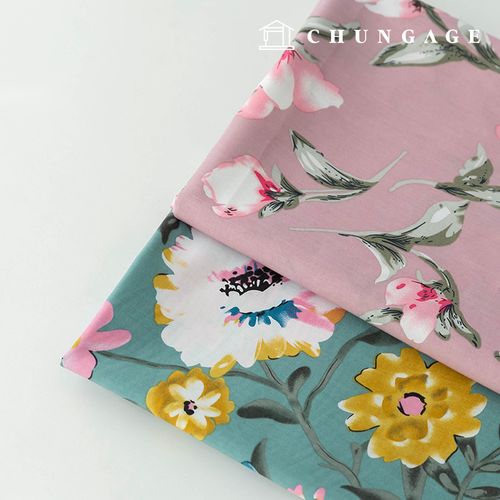 60-count cotton white large flower wide-width fabric mauve (2 types)