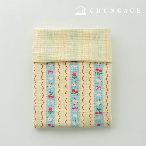 Yoru triple gauze fabric cotton non-fluorescent bio-washed fabric floral pattern lovely line