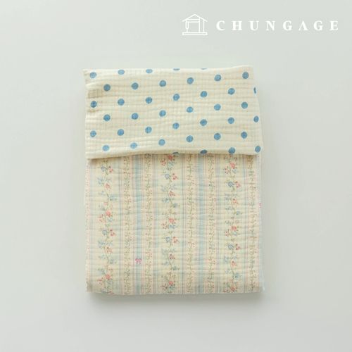 Yoru quadruple gauze fabric cotton non-fluorescent bio-washed fabric floral pattern Flower fabric stripe bloom