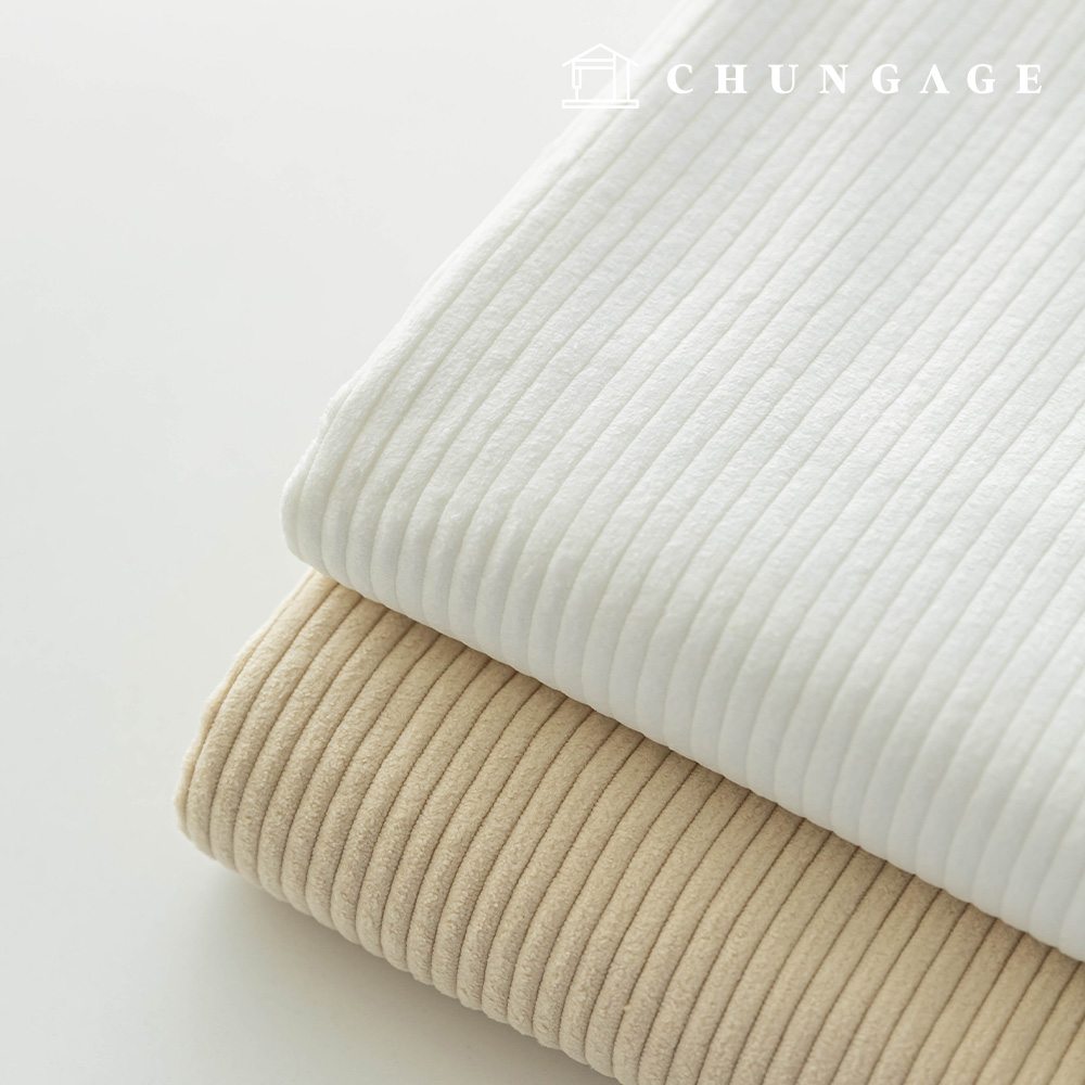 Corduroy Fabric Span 4.5W Wide Width Corduroy Fabric Winter Plain Goldia White 2 Types