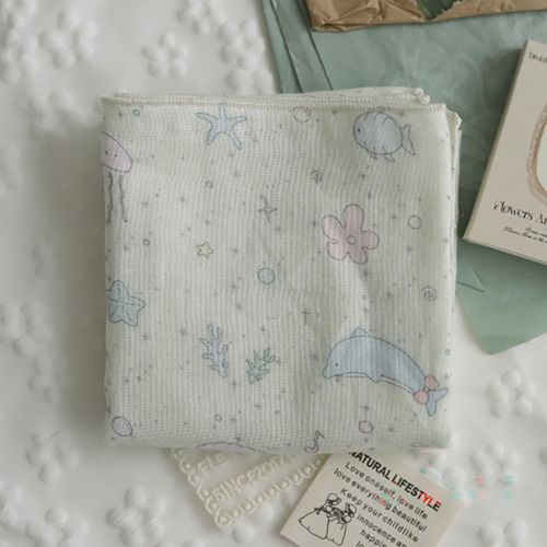 Double gauze pastel Ocean Friends sea animal patterns