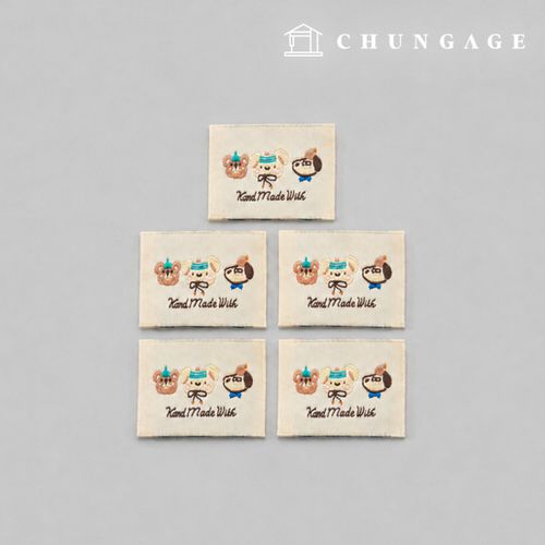 Woven Double-Fold Label Handmade Cone Animals 5-Pack