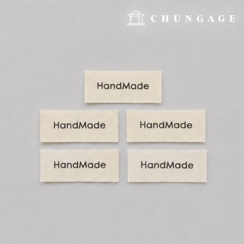 Cotton Label Double Fold Simple Clean Font Handmade 5-Pack