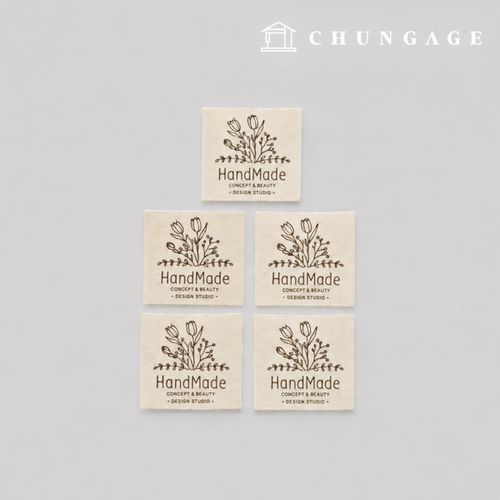 Cotton Label Double Fold Handmade Natural Tulip 5-Pack