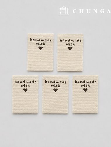 Cotton Label Double-fold Label Natural Handmade With Love 5-Pack