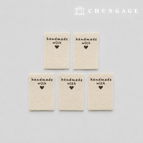 Cotton Label Double-fold Label Natural Handmade With Love 5-Pack