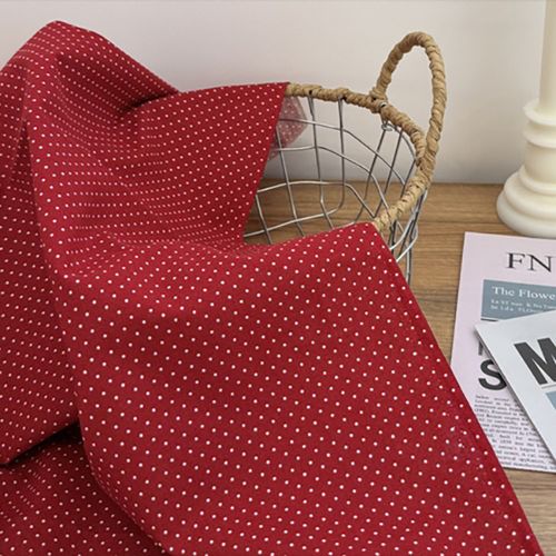 cotton20 count deep red background white dots