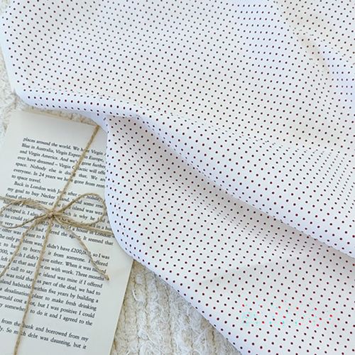 cotton20 count deep red dots on a white background
