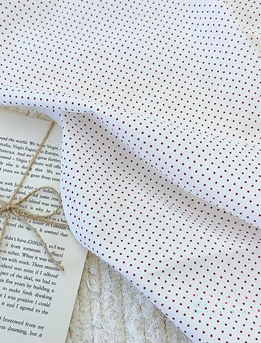 cotton20 count deep red dots on a white background