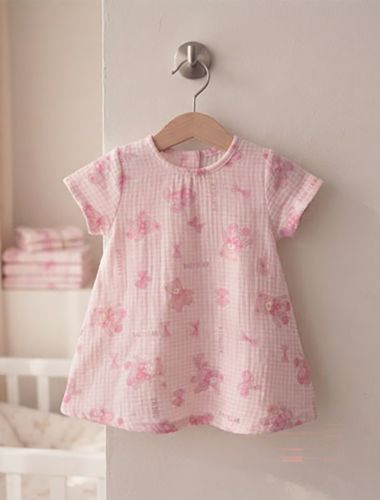 Double gauze fabric Wide Width Pink Honey Bear