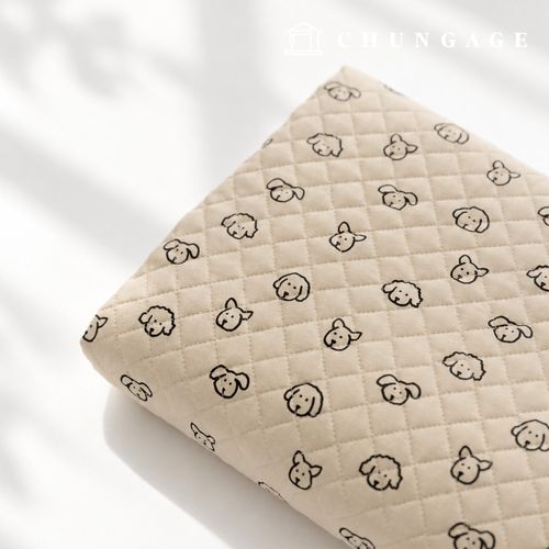 Quilted Cotton Oxford Animal Print Dog Fabric Mungpuccino