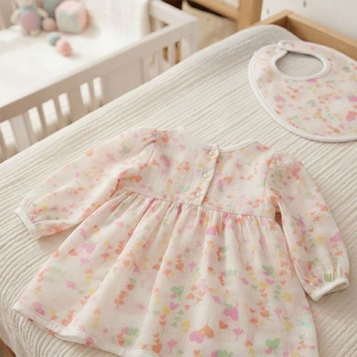 Double gauze fabric Wide Width Fluffy heart