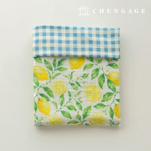 Yoru Double Cotton Quadruple Gauze Fabric Cotton Non-fluorescent Bio-washed Fabric Check Lemon