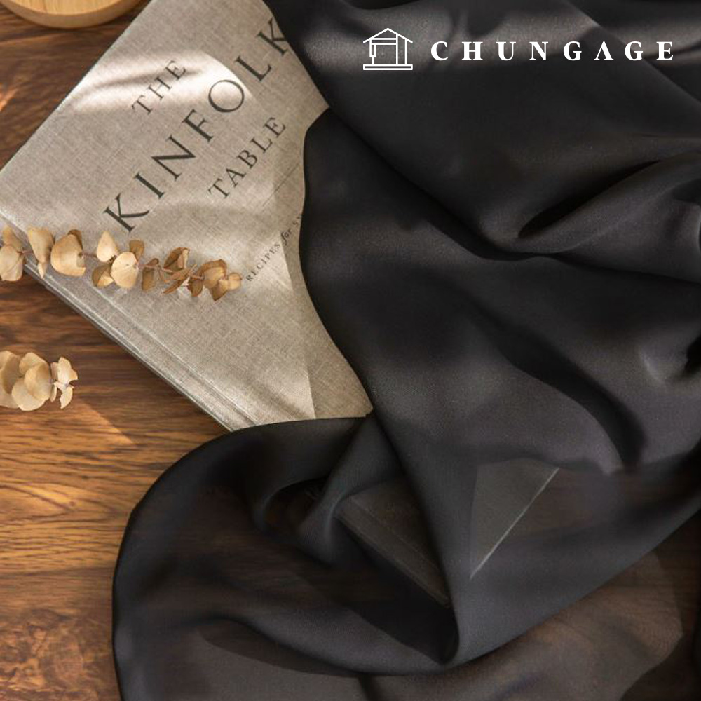 Polyester Chiffon Water Silk Black Plain Fabric Camilla