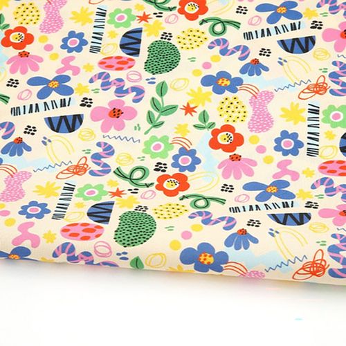 Eco-friendly antibacterial and anti-flammable fabric E-DTP cotton 20 count Doodle Pop