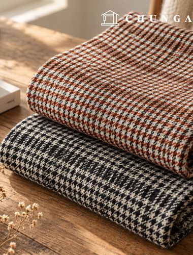 Wool blend double-woven napping double-sided fabric Check Wide Width Fabric Chevron 2 types