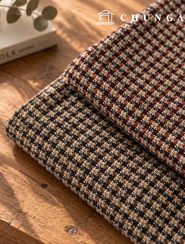 Wool blend fabric Wide Width Wool napping Check Fabric Perti 2 types