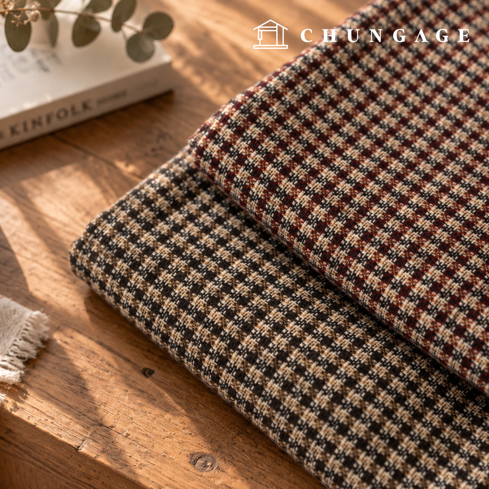 Wool blend fabric Wide Width Wool napping Check Fabric Perti 2 types