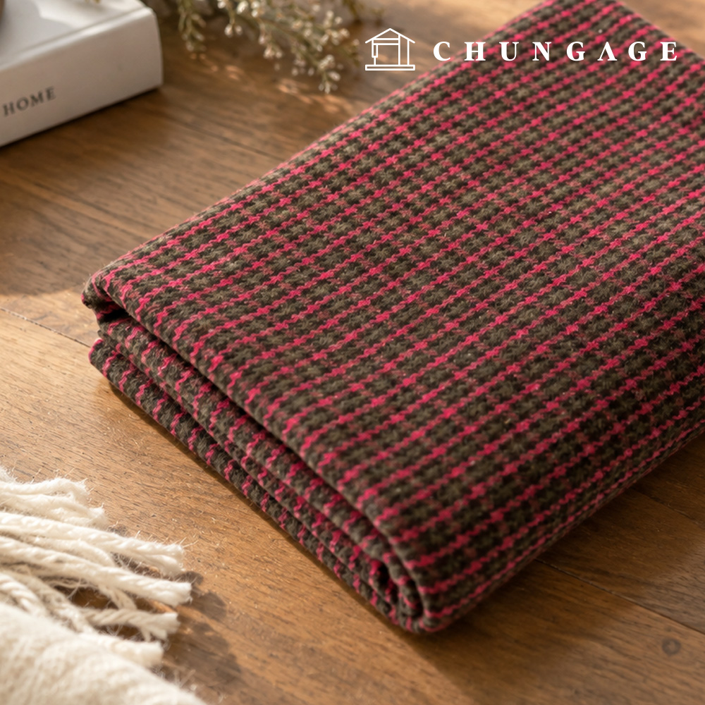 Wool blend Wool wide-width fabric check fabric pink-brown fabric autumn