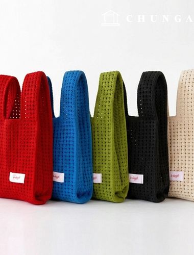 Knit Mini Handbag, Check Knit Bag, Wristbag, Tote Bag, Waffle, Plain 5 Types
