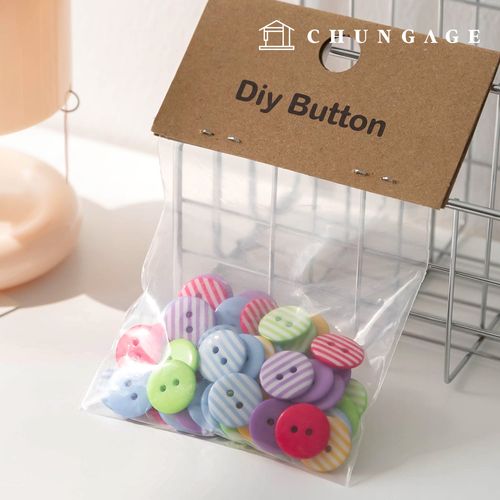 Plastic Stripe 2-Pole Mixture Buttons (50 Pieces)