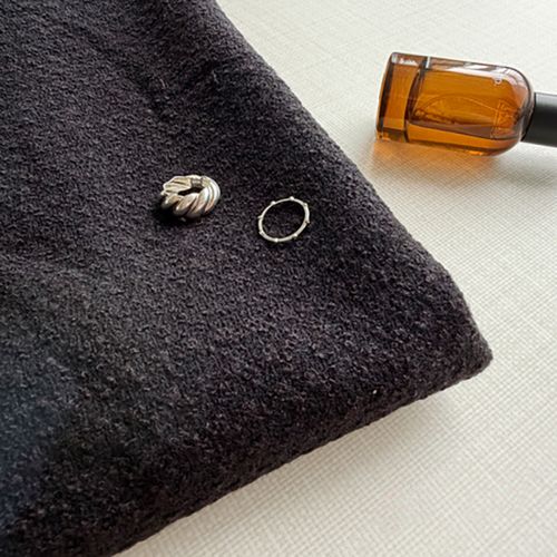 Poly tweed fabric black brown