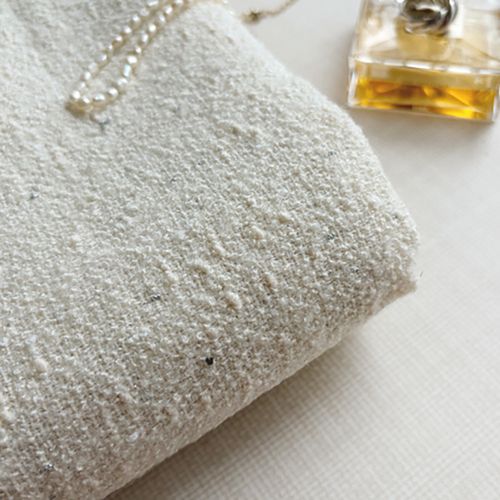 Metallic Poly Tweed Wide Width Shine Ivory