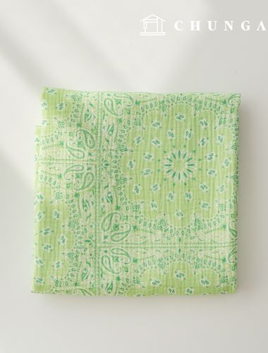 Yoru Double Gauze Cotton Non-fluorescent Bio-washed Fabric Royal Paisley Apple Green