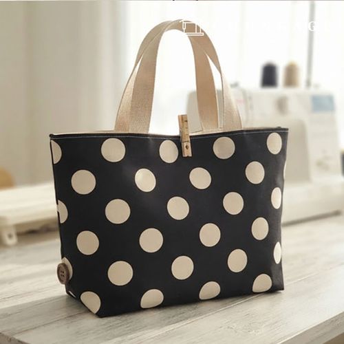 cotton20 count Plain Weave Black Polka Dot