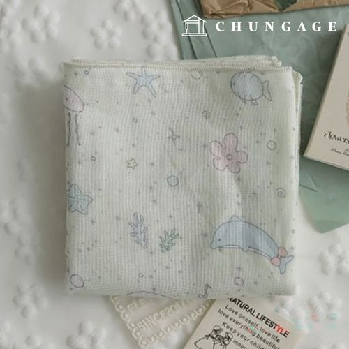 Double gauze pastel Ocean Friends sea animal patterns