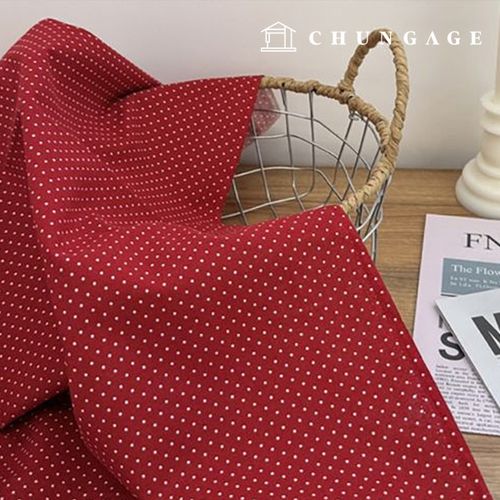 cotton20 count deep red background white dots