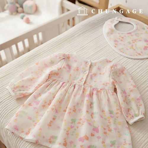 Double gauze fabric Wide Width Fluffy heart