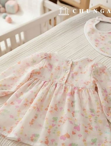 Double gauze fabric Wide Width Fluffy heart