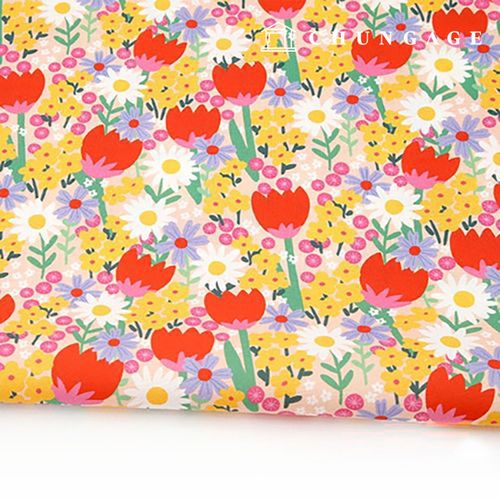 Eco-friendly antibacterial and anti-flame fabric E-DTP cotton 20 count Vivid Muse Flower