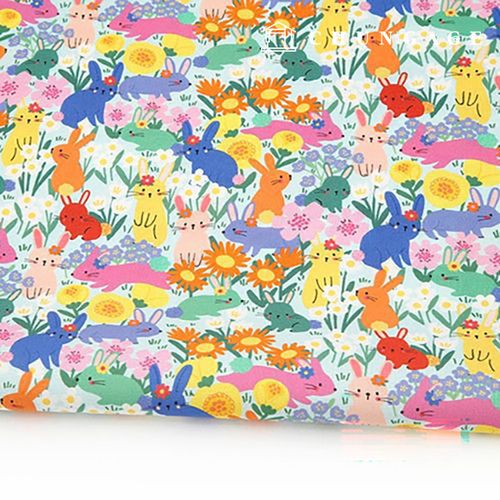 Eco-friendly antibacterial and anti-flame fabric E-DTP cotton 20 count Vivid Muse Rabbit