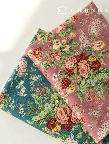 Cotton DTP Oxford Wide Width Flower Patterns Fabric Bloom Garden 2 Types