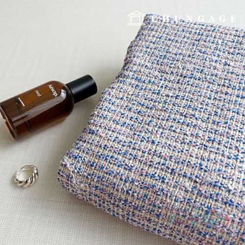 Metallic Poly Tweed Wide Width Blue Pink