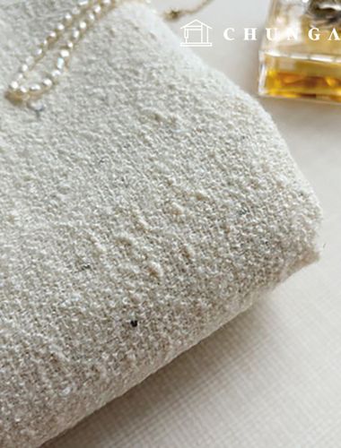 Metallic Poly Tweed Wide Width Shine Ivory