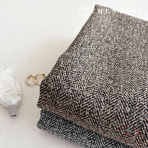Wool Blend Tweed Herringbone Wide Width Pre-dyed Plain 2 Types