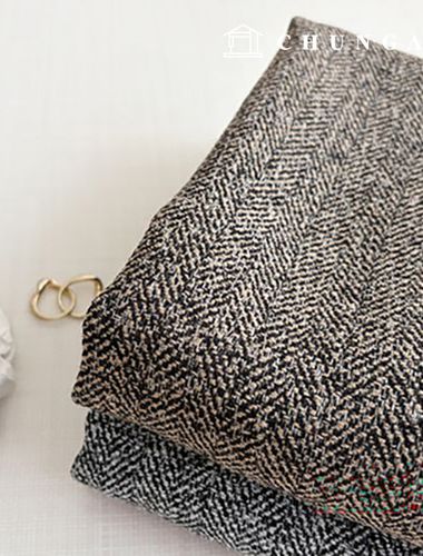 Wool Blend Tweed Herringbone Wide Width Pre-dyed Plain 2 Types